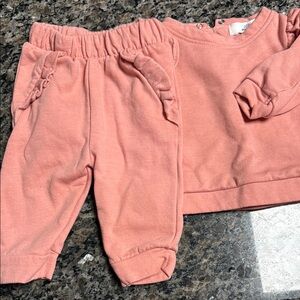 Kids Pink Ruffle Sweatshirt and Pants Set
